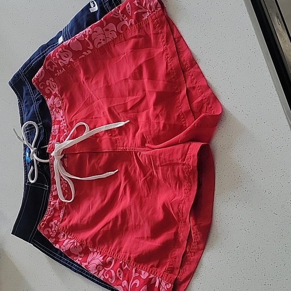 BW Sport Swim Trunks Tropical Red & Blue Two Pair